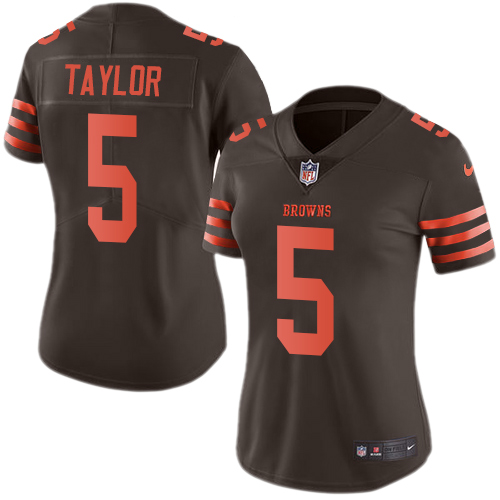 Nike Browns #5 Tyrod Taylor Brown Women's Stitched NFL Limited Rush Jersey